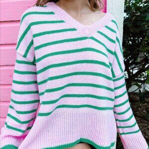 Pink and Green Sweater
